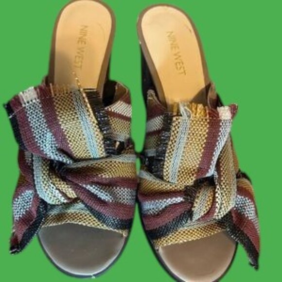 Nine West NWByron 7M Gently Used color block Sandals - Picture 2 of 12